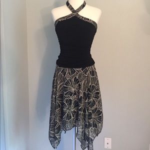 Floral asymmetrical halter dress